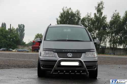 Кенгурятник WT003 (нерж) 60 мм, з написом для Volkswagen Sharan 2010+ 
