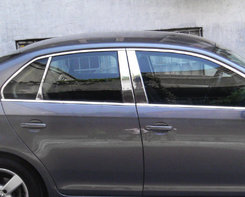 Молдинг дверних стійок (6 шт, нерж) для Volkswagen Jetta 2006-2011рр.