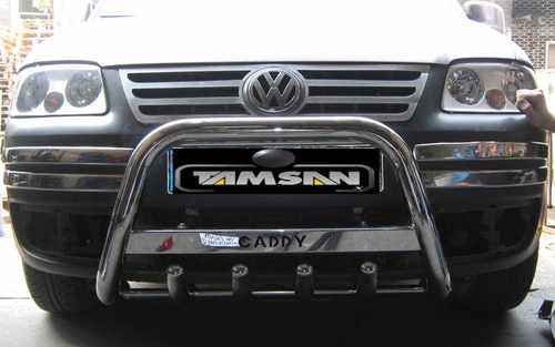 Кенгурятник WT003 (нерж) 60мм, з написом для Volkswagen Caddy 2004-2010 