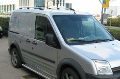 Рейлинги на крышу с пластиковыми креплениями Ford Transit Connect / Tourneo 2004-2014 КОРОТКАЯ БАЗА, под хром (полированный алюминий)