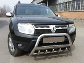 Кенгурятник з написом WT004 (нерж.) для Dacia Duster 2008-2018 