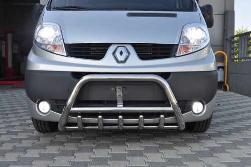 Кенгурятник WT003-4 (нерж.) З написом для Opel Vivaro 2001-2015 