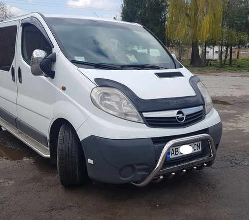 Кенгурятник WT003-4 (нерж.) З написом для Opel Vivaro 2001-2015 