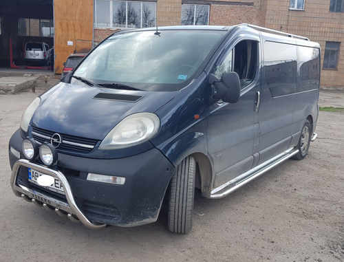 Кенгурятник WT003-4 (нерж.) З написом для Opel Vivaro 2001-2015 