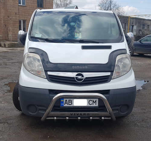 Кенгурятник WT003-4 (нерж.) З написом для Opel Vivaro 2001-2015 