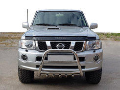 Кенгурятник QT007 (нерж) для Nissan Patrol Y61 1997-2011 