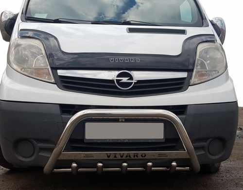 Кенгурятник WT003-4 (нерж.) З написом для Opel Vivaro 2001-2015 