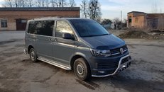 Бокові пороги Premium (2 шт., нерж) 42 мм, коротка база для Volkswagen T6 2015-2024, рр