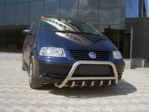 Кенгурятник WT003 (нерж) 60 мм, з написом для Volkswagen Sharan 2010+ 