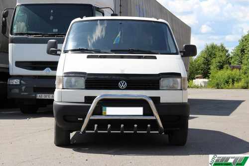 Кенгурятник WT004 (нерж) 50мм, з написом для Volkswagen T4 Transporter