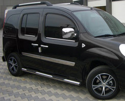 Бічні труби BB002 (2 шт., нерж.) 51 мм, коротка база для Renault Kangoo 2008-2020 рр