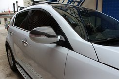 Накладки на дзеркала (2 шт., карбон) для Kia Sportage 2010-2015 рр.
