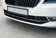 Накладки на передній бампер OmsaLine (3 шт., нерж.) для Skoda Superb 2016↗ мм