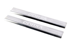 Накладки на пороги Carmos (2 шт, нерж) для Opel Corsa C 2000↗ гг.