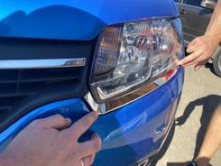 Накладки на фари (2 шт., нерж) для Dacia Sandero 2013-2020 рр.