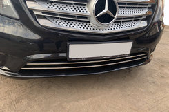 Накладки на решітку бампера (2 шт, нерж) Vito вантажний (чорний хром) для Mercedes Vito / V W447 2014↗ мм.