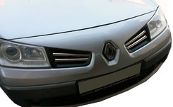 Накладки на решітку (модель 2006↗, 4 шт, нерж) Carmos - Турецька сталь для Renault Megane II 2004-2009 рр.