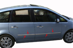 Молдинг дверний (4 шт, нерж) OmsaLine - Італійська нержавійка для Ford Focus II 2005-2008 рр.