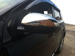 Накладки на дзеркала (2 шт., нерж) Carmos - Турецька сталь для Nissan Qashqai 2010-2014рр.