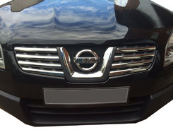 Хром накладки на решетку радиатора (нерж.) для Nissan Qashqai 2006-2010