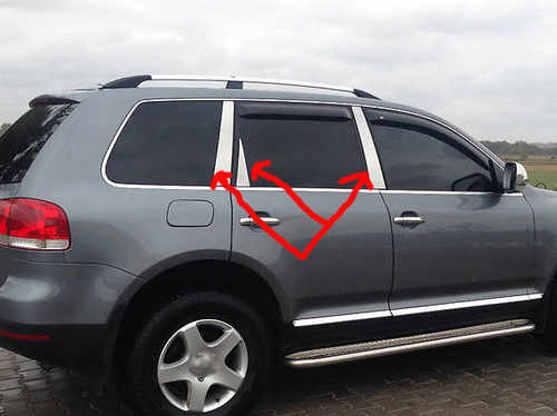 Хром накладки для VW Toureg 03-10 накладки на стійки нерж Carmos (Туреччина)