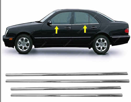 Хром накладки для Mercedes W210 окантовка вікон нерж Carmos (Туреччина)