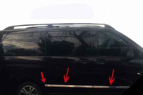 Молдинг дверний для (6 шт) нерж для Mercedes Vito 447 2015+ Omsa Line (коротка/середня база)