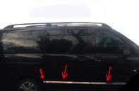 Молдинг дверний (6 частин, нержавійка) Довга, 2 бокові двері для Mercedes Vito / V W447 2014↗ мм.