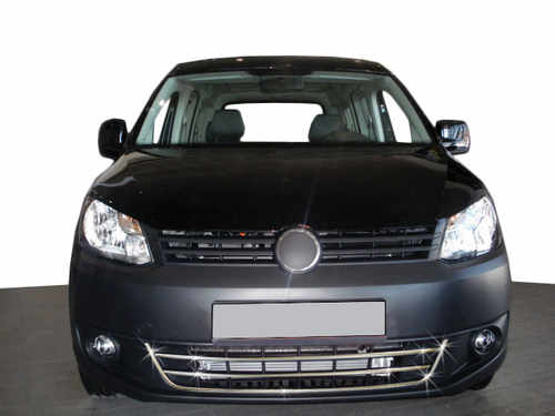 Хром накладки на передній бампер Trend (3 част, нерж) OmsaLine для VW Caddy 2010-2015