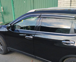 Вітровики з хромом (4 шт, Niken) для Nissan X-trail T32 / Rogue 2014↗ мм.