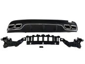 Дифузор з хром насадками на Mercedes C-Class W205 2014-2018 стиль C63 AMG ( Чорний з хром вставками )