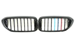 Решетка радиатора ноздри BMW 5 Series G30/G31 2017-2020год Черный Глянец Триколор (1-bar)