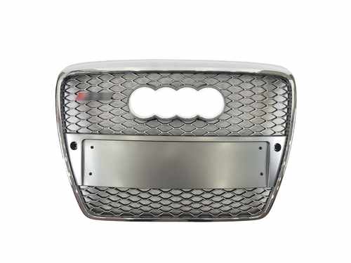 Грати Радіатора Audi RS6 2004-2011р Silver Chrome (під парктронік)