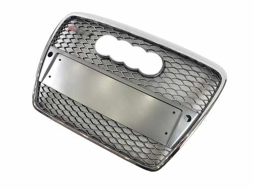 Грати Радіатора Audi RS6 2004-2011р Silver Chrome (під парктронік)
