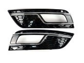 Решетки в бампер Audi A4 2011-2015г For ACC в стиле RS Black Silver