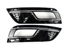 Решетки в бампер Audi A4 2011-2015г For ACC в стиле RS Black Silver