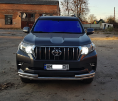 Защита переднего бампера одинарнийя с уголками для Toyota LC Prado150 2018+