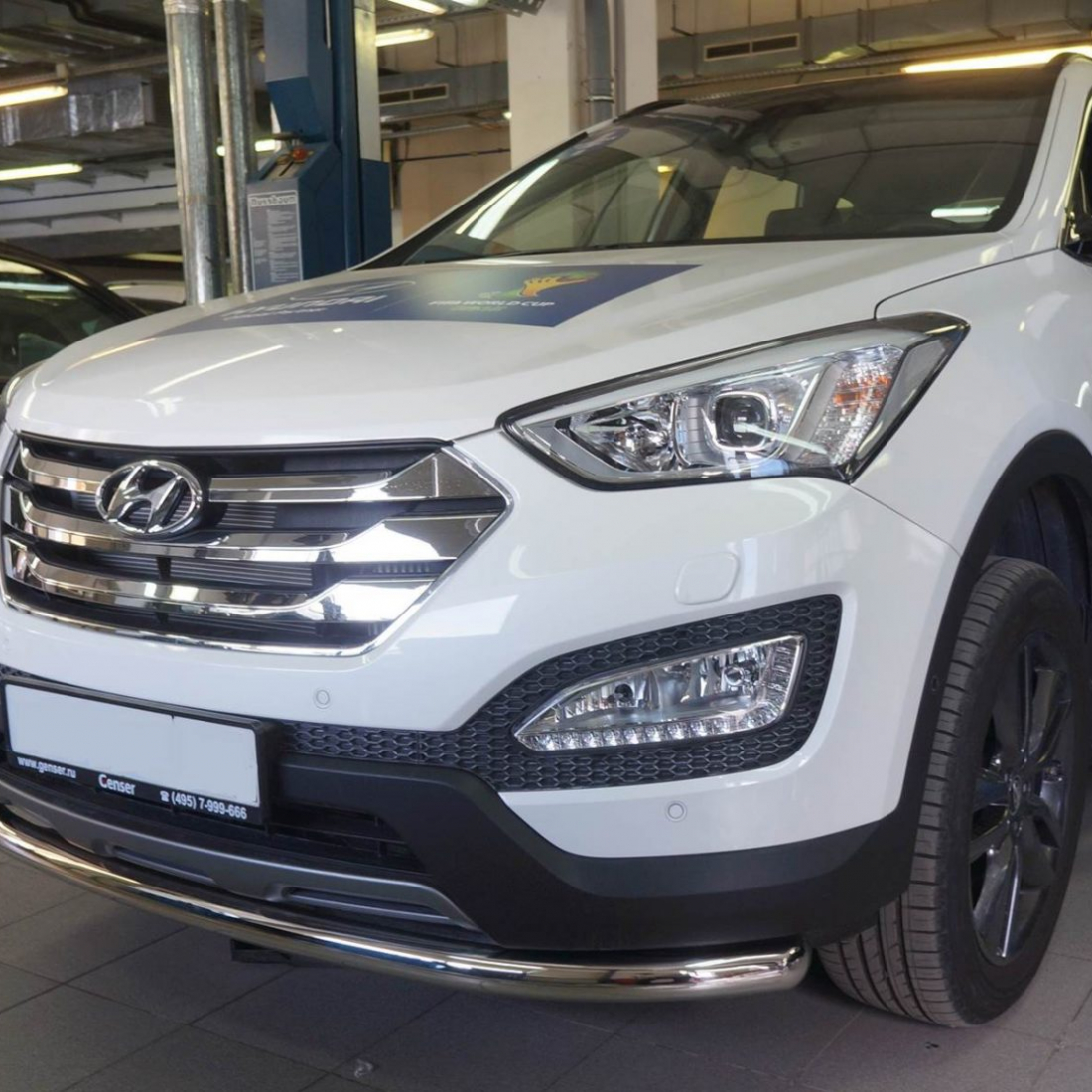 Захист переднього бампера Can oto для Hyundai SantaFe (2012-2018) (одинарний) d60