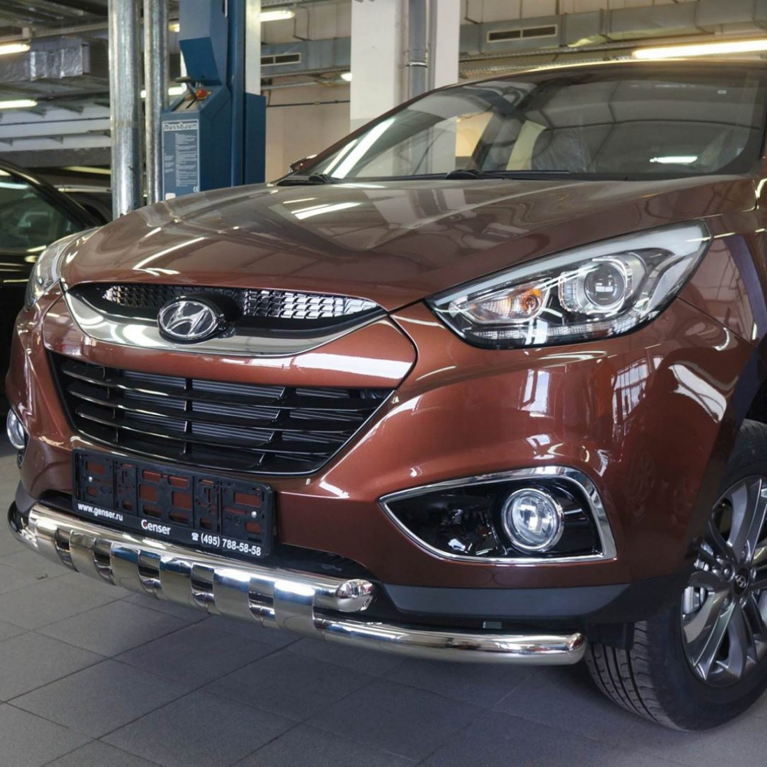 Захист переднього бампера Hyundai IX-35 (2009-) (подвійний Shark) d60/60