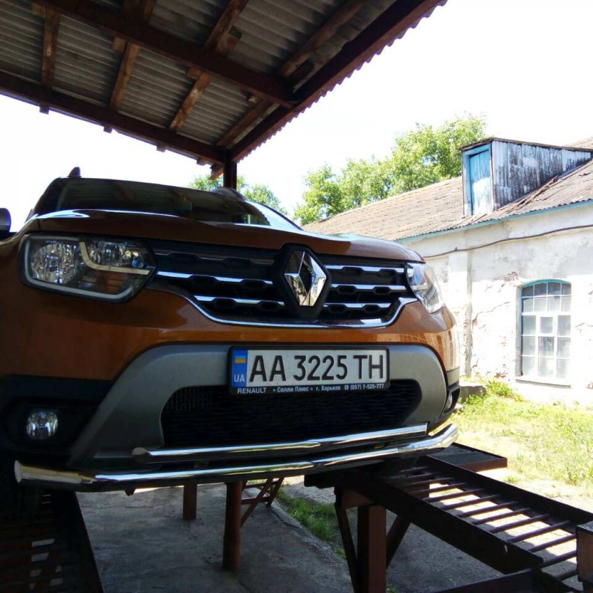 Захист передній (чорний метал) подвійний D6042 для Renault Duster 2018+