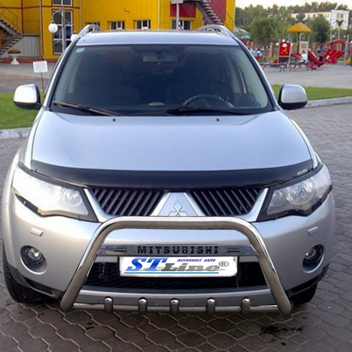 Кенгурятник з написом і грилем D51 для Mitsubishi Outlander 2006-2010 (WT004)