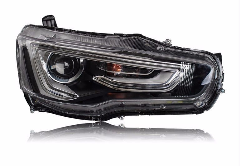 Передние LED фары с DRL для Lancer 10 (Audi Q5 стиль)