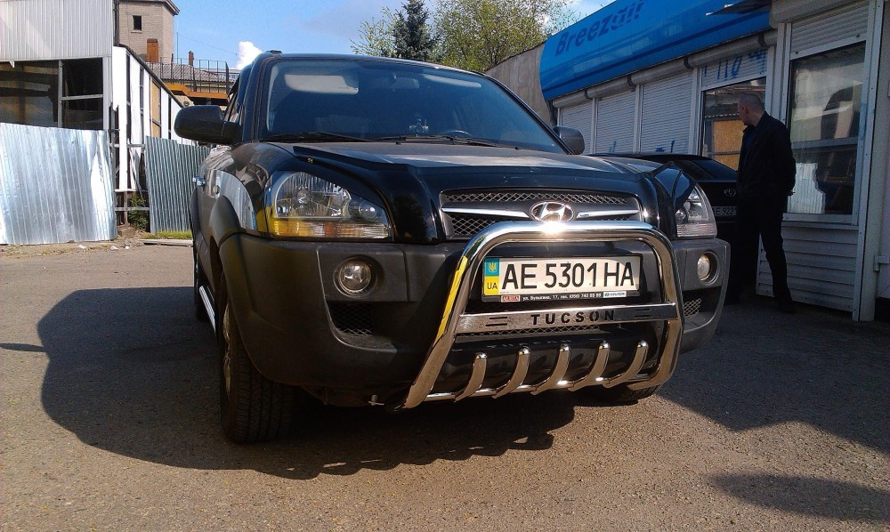 Кенгурятник з написом Can otomotiv Hyundai Tucson труба 60 мм
