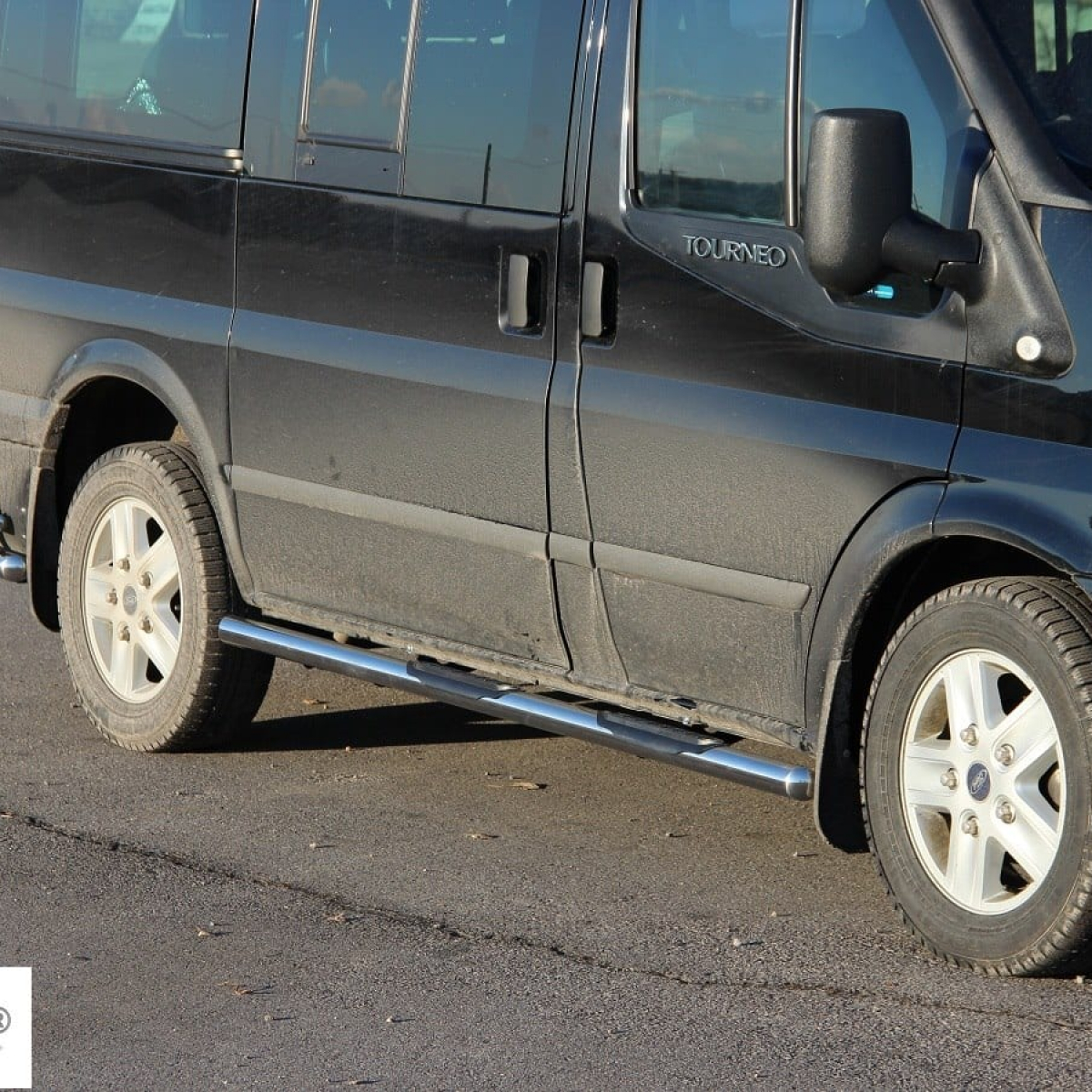 Пороги труба нерж. для Ford Transit 1986-2012 /довга зні.база /Ø60