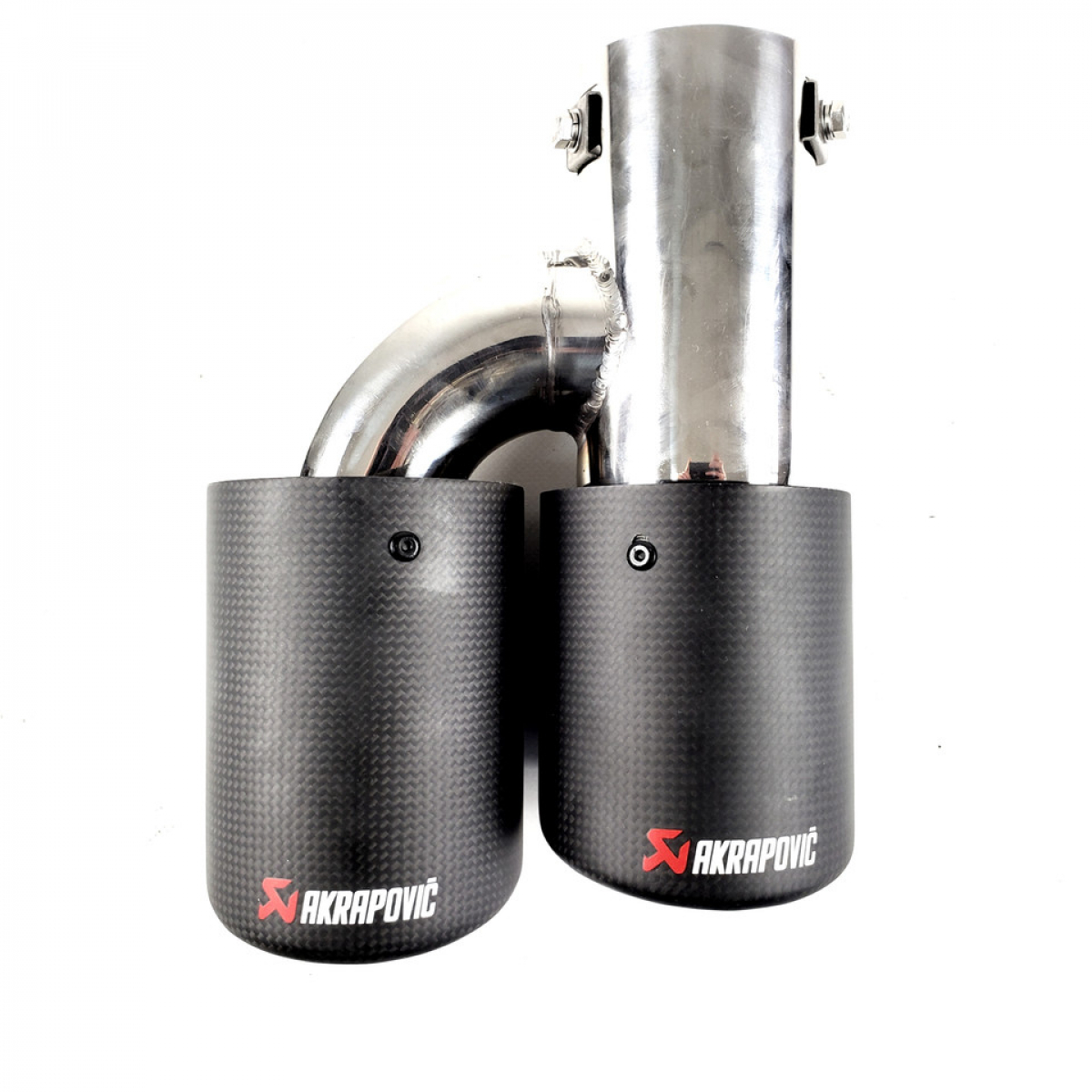 Подвійні насадки на вихлопні труби AKRAPOVIC 63mm (Матовий Карбон)