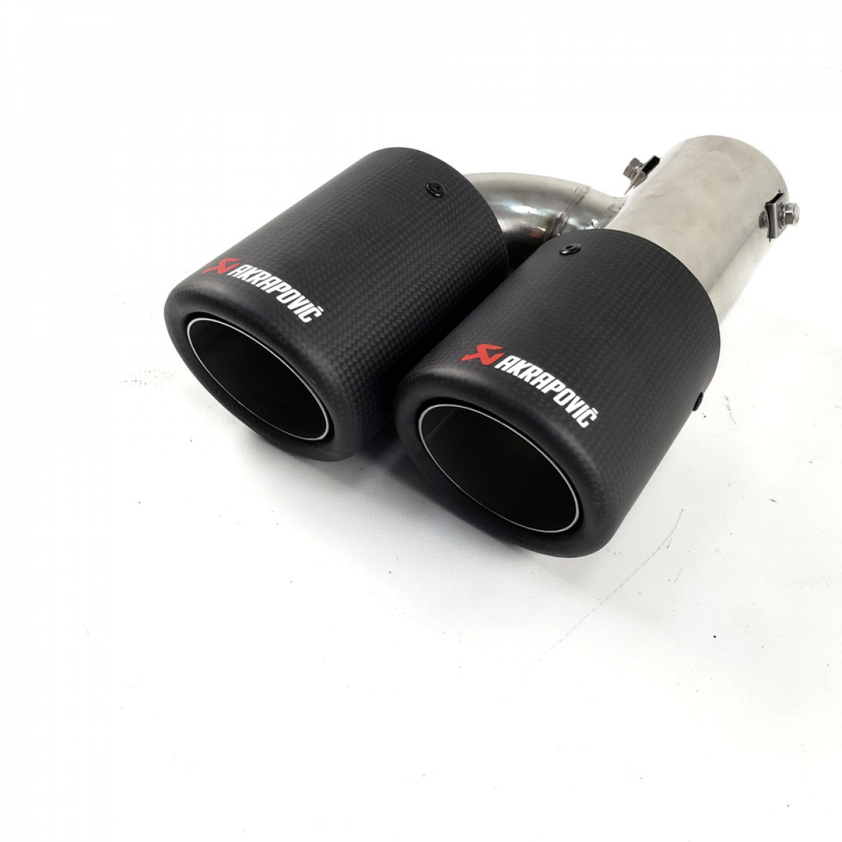Подвійні насадки на вихлопні труби AKRAPOVIC 63mm (Матовий Карбон)