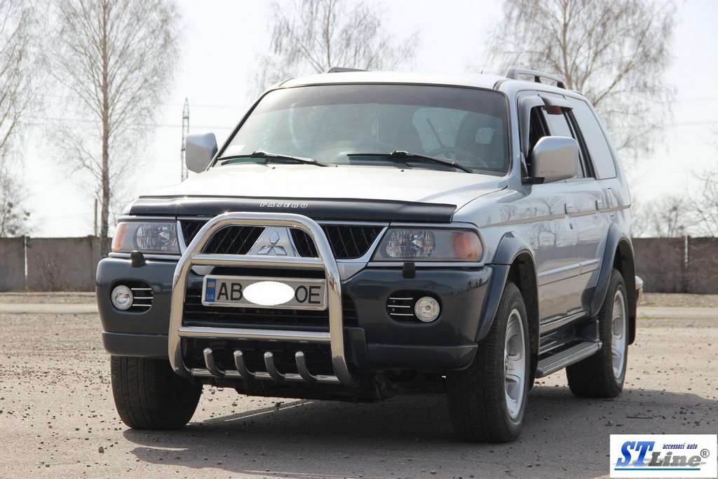 Кенгурятник QT007 (нерж) для Mitsubishi Pajero Sport 1996-2007