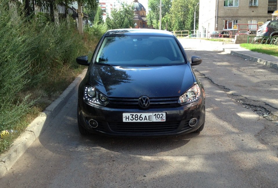 Передні фари чорні 2 лінзи V1 для Volkswagen Golf 6 2009-2012
