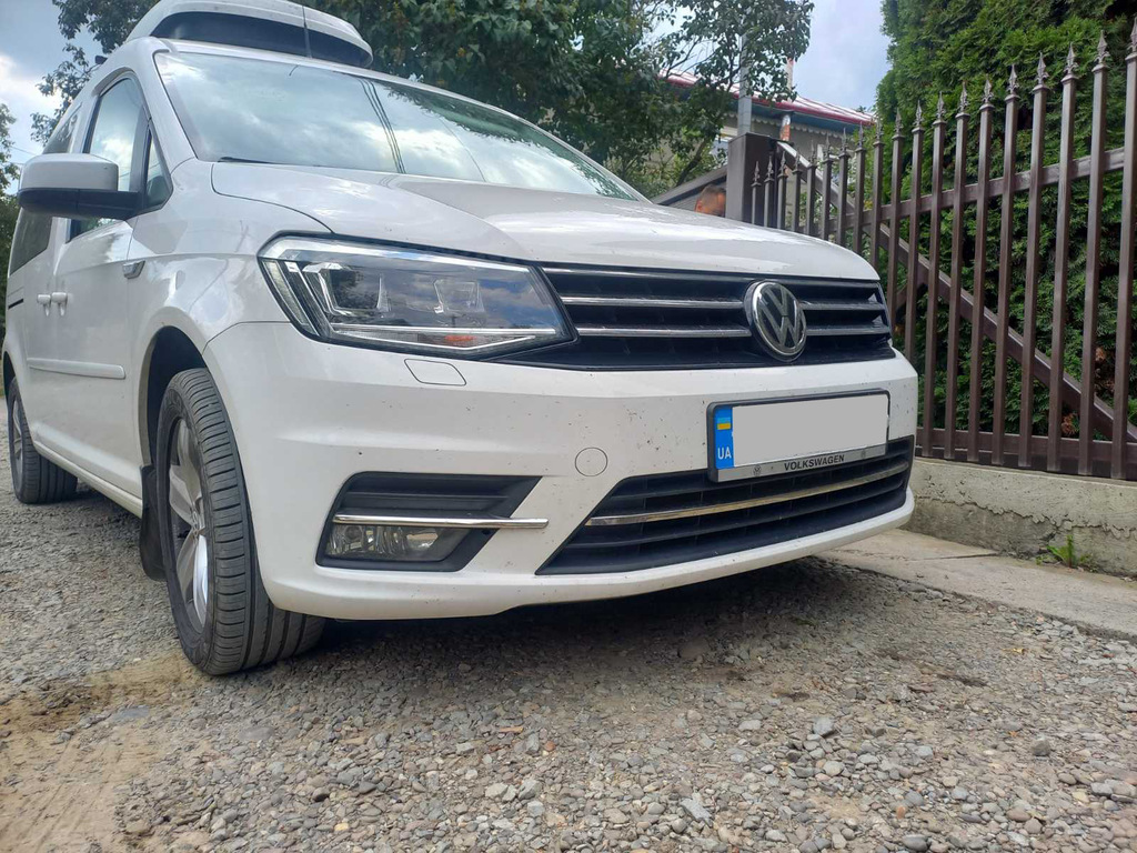 Хром накладки на бампер (3 шт, нерж) для VW Caddy 2015 - Omsa Line (Туреччина)