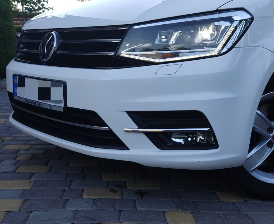 Хром накладки на бампер (3 шт, нерж) для VW Caddy 2015 - Omsa Line (Туреччина)